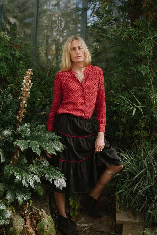 Modern Coral Silk Crepe Shirt